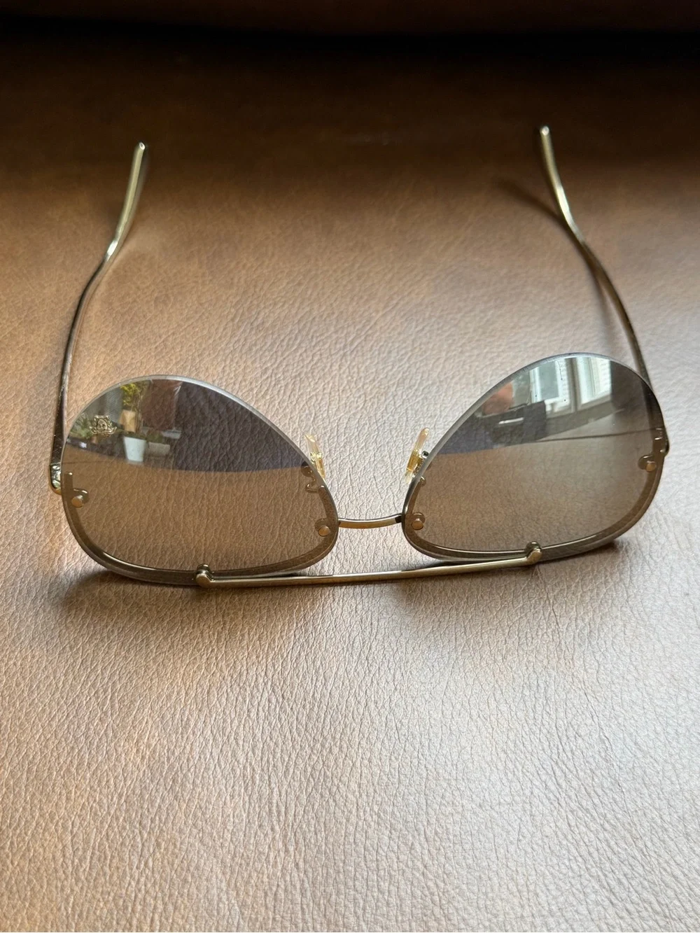 Versace VE2231 Black and Gold Medusa Rimless Aviator Sunglasses with Case